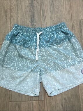 Chubbies Men's Ombre Teal Swim Trunks with Drawstring 5.5” inseam size Med